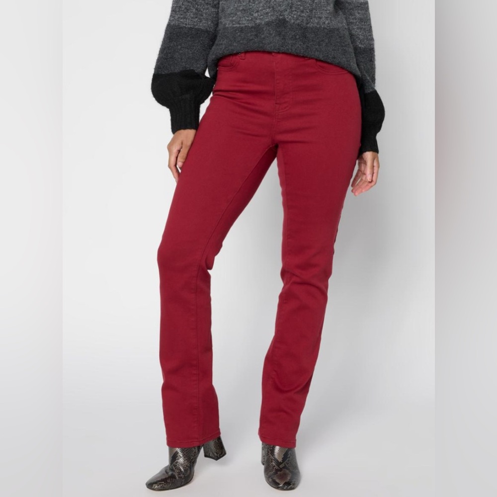 DG2 Diane Gilman Red Straight-Leg Pants